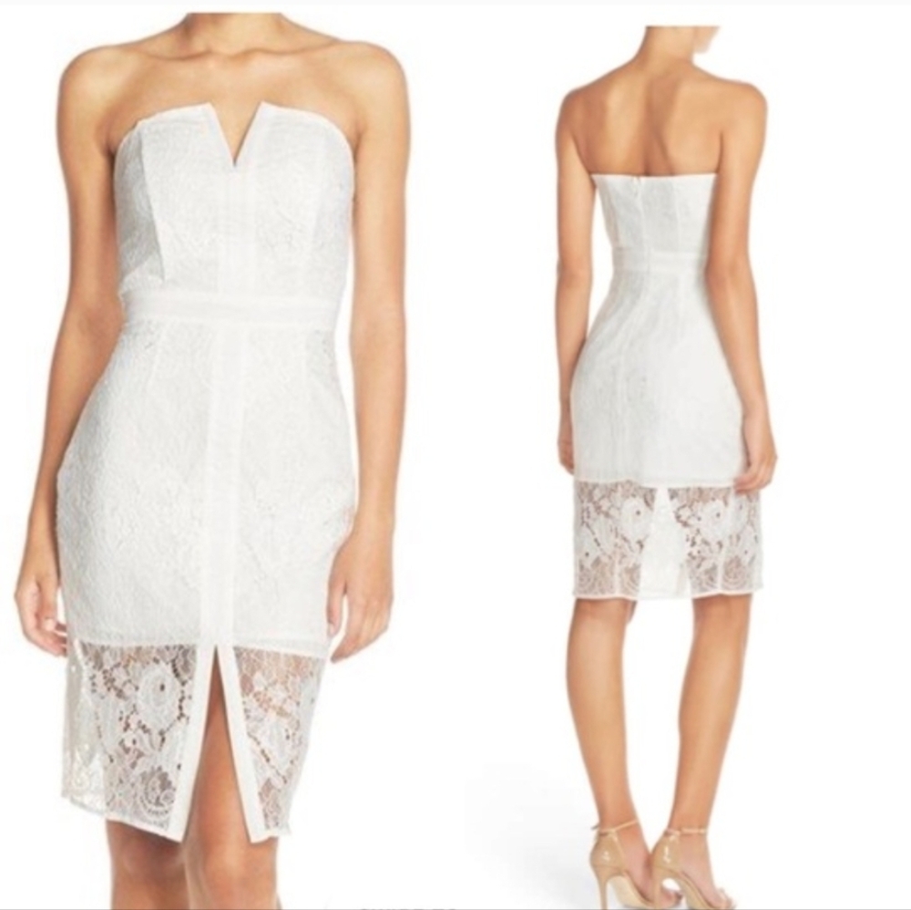 Adelyn Rae Bridal Lace Strapless White Cocktail Dress Size Large NEW